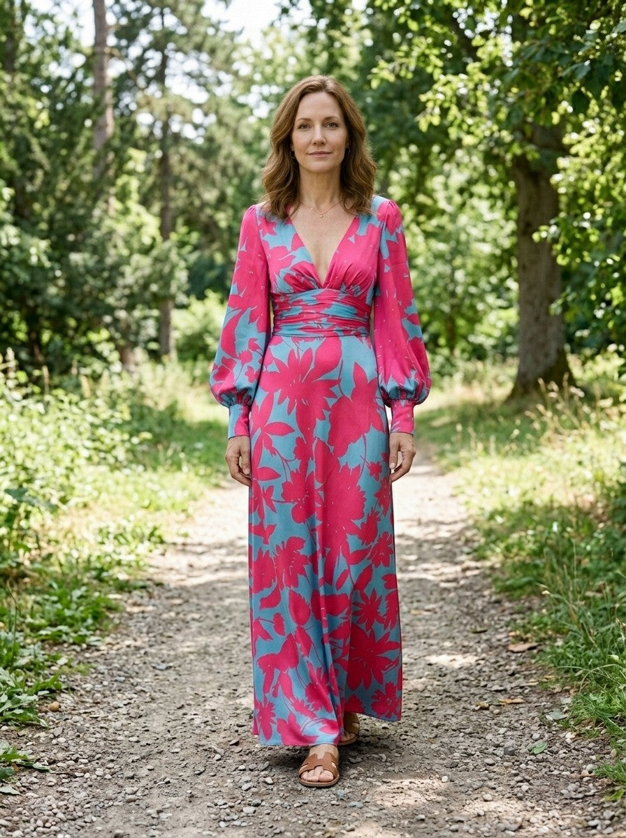 Cressida — Flowing Maxi Dress With Elegant Defined Waist And Long Sleeves
