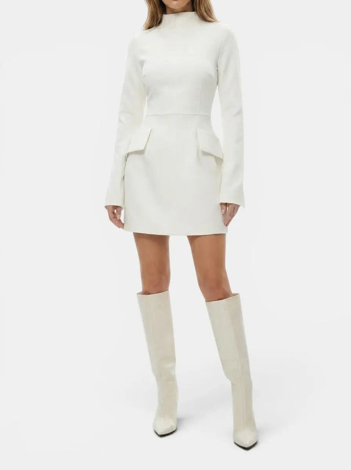 Cassandra — High-Quality Fabric Mini Dress With Elegant Long Sleeves For Colder Months