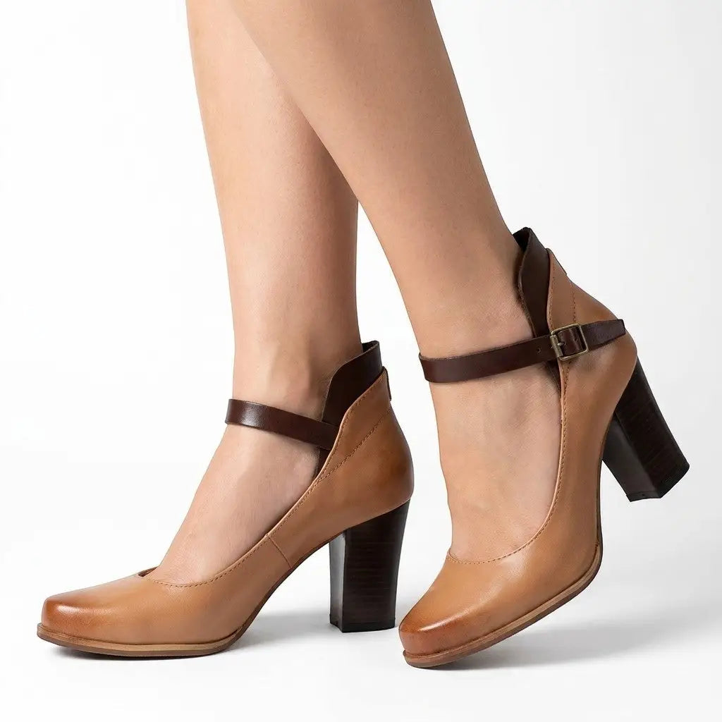 Strapelegance — Leather Heel Sandals With Elegant Adjustable Straps Summer Design