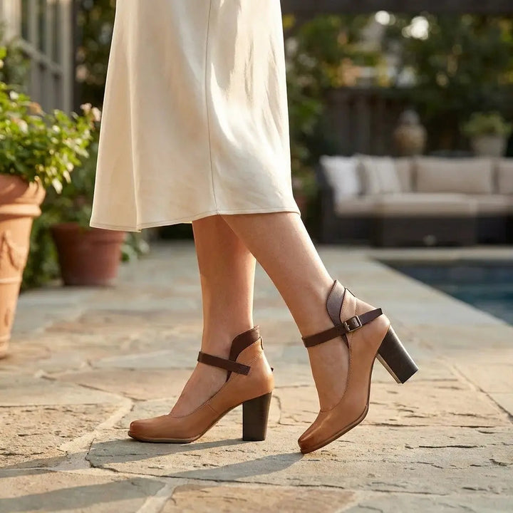 Strapelegance — Leather Heel Sandals With Elegant Adjustable Straps Summer Design