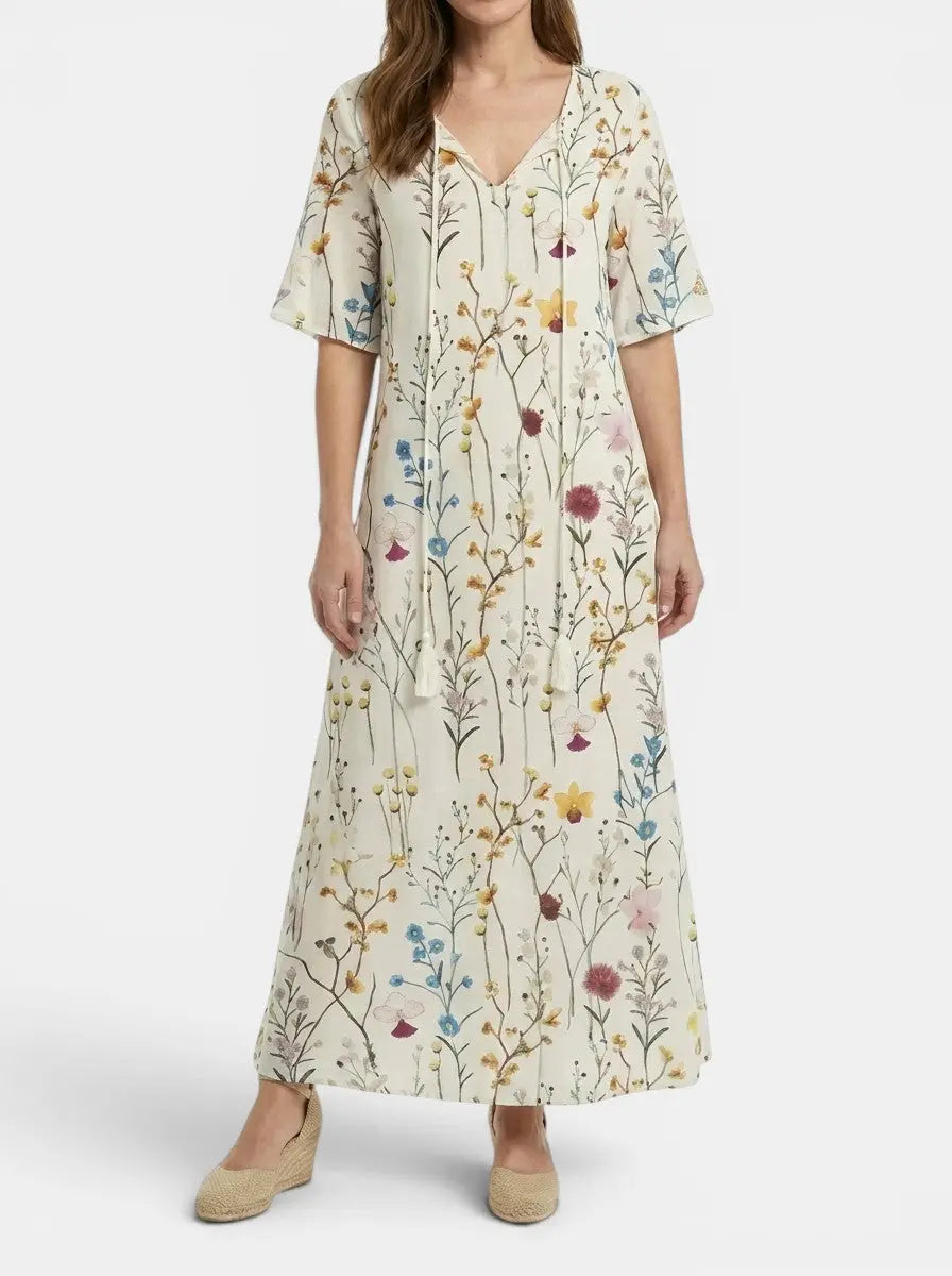 Calandra — Light Airy Fabric Maxi Dress With Flattering Bohemian Summer Design