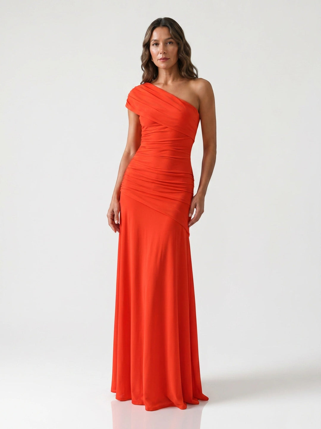 Wilhelmina — Lightweight Asymmetrical Gathered Dress For Elegant Maxi Cocktail Evenings