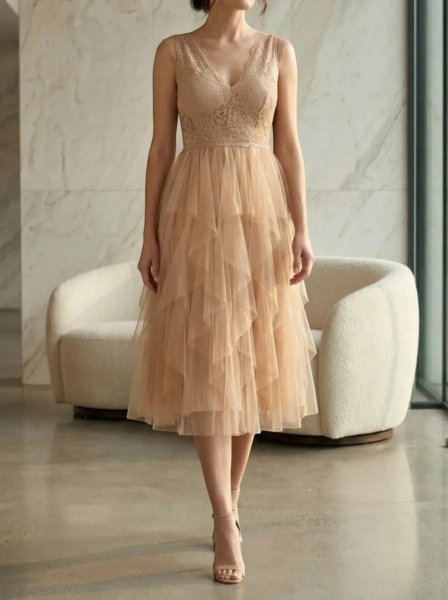 Odette — Lightweight Chiffon Mini Cocktail Dress With Elegant Ruffled Party Design
