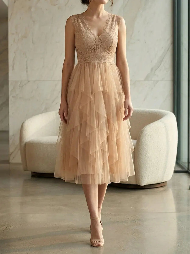 Odette — Lightweight Chiffon Mini Cocktail Dress With Elegant Ruffled Party Design