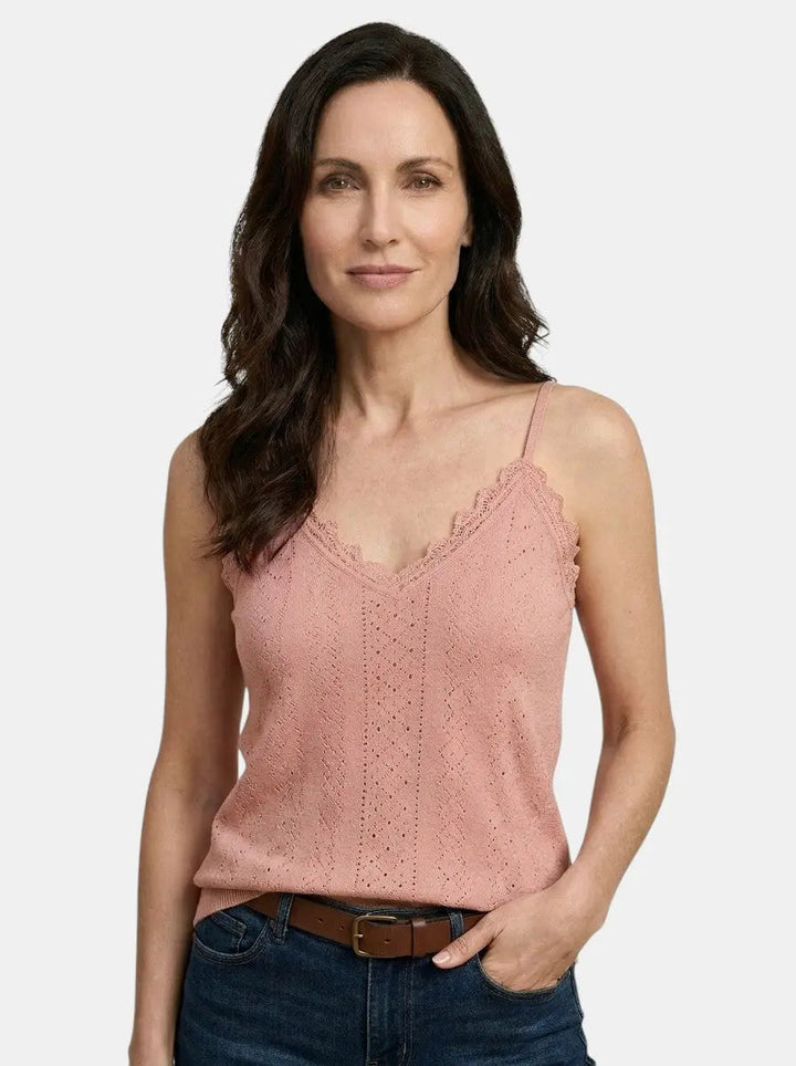 Lilac — Lightweight Lace Detail Tank Top With Elegant Sleeveless Summer Style
