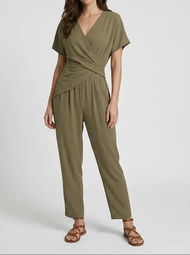 Wren — Lightweight Two-Piece Set With Elegant Wrap-Front Top And Tailored Trousers