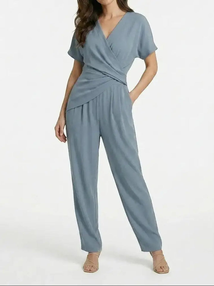 Wren — Lightweight Two-Piece Set With Elegant Wrap-Front Top And Tailored Trousers