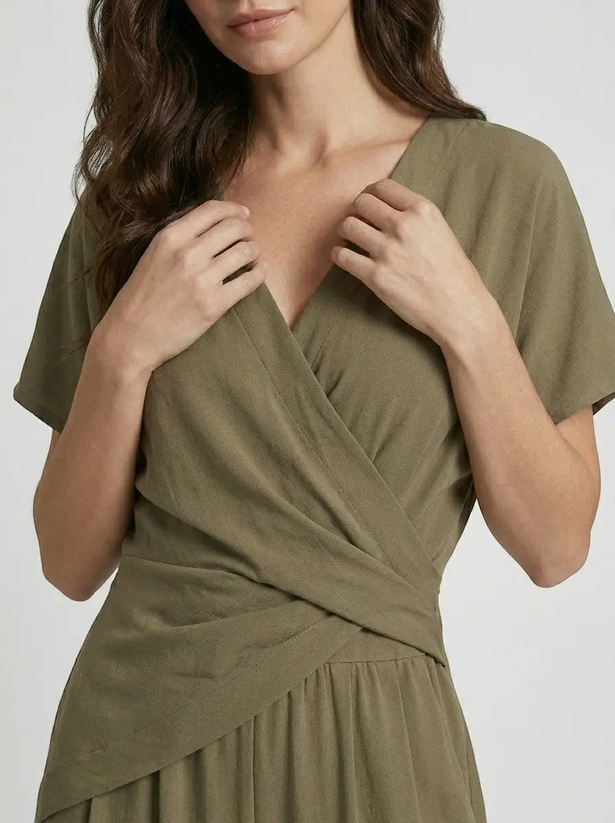 Wren — Lightweight Two-Piece Set With Elegant Wrap-Front Top And Tailored Trousers