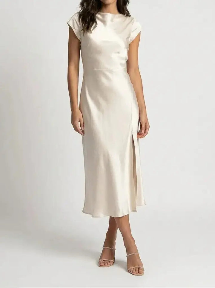 Vivienne — Minimalist Midi Slip Dress For Elegant Fluid Cocktail Evenings