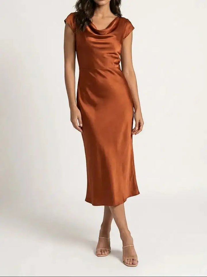 Vivienne — Minimalist Midi Slip Dress For Elegant Fluid Cocktail Evenings