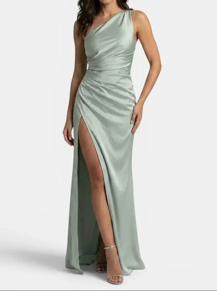 Seraphina — Satin Asymmetric Evening Maxi Dress For Elegant One-Shoulder Glamour