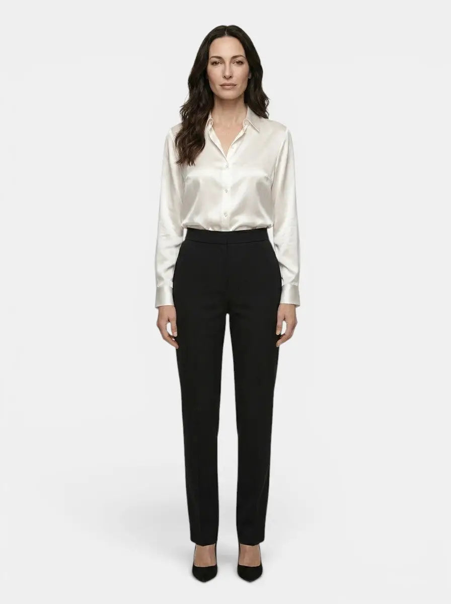 Marchetta — Satin Blend Long Sleeve Blouse With Elegant Relaxed All-Season Style