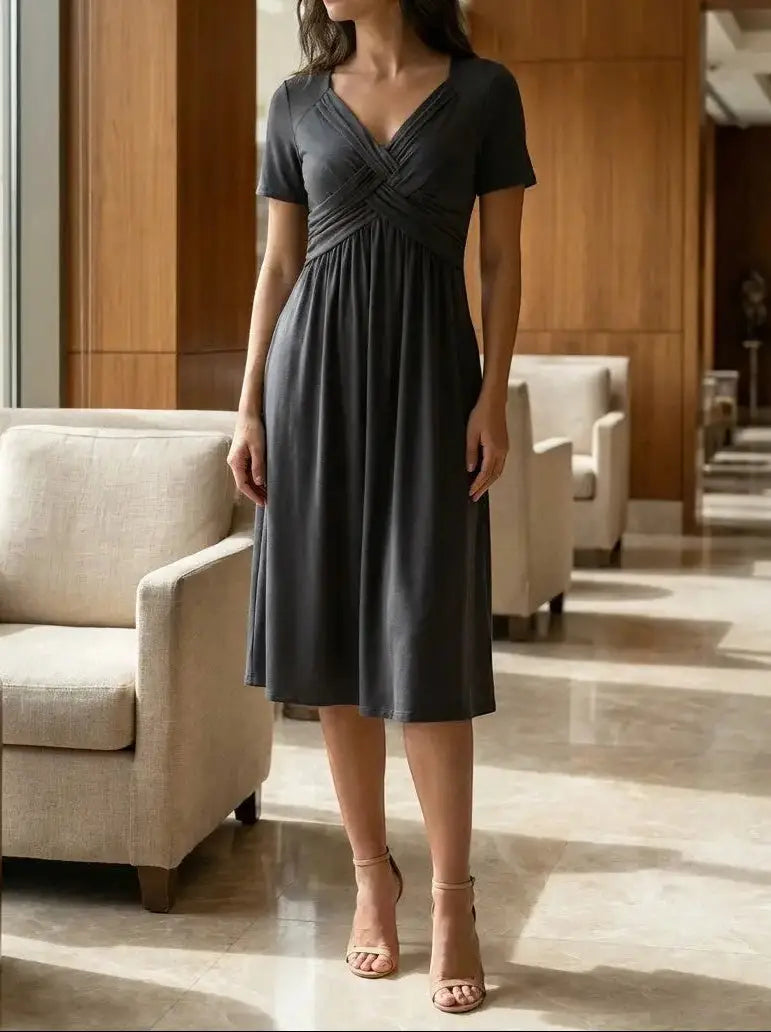 Theodora — Soft A-Line Midi Dress With Elegant Tummy Control Cocktail Design