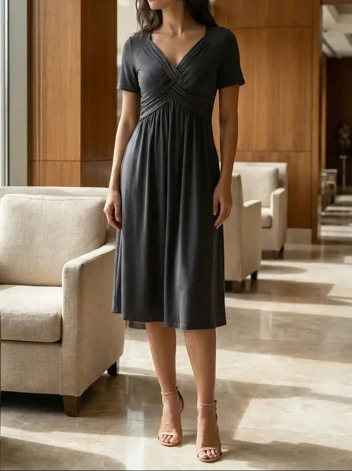 Theodora — Soft A-Line Midi Dress With Elegant Tummy Control Cocktail Design