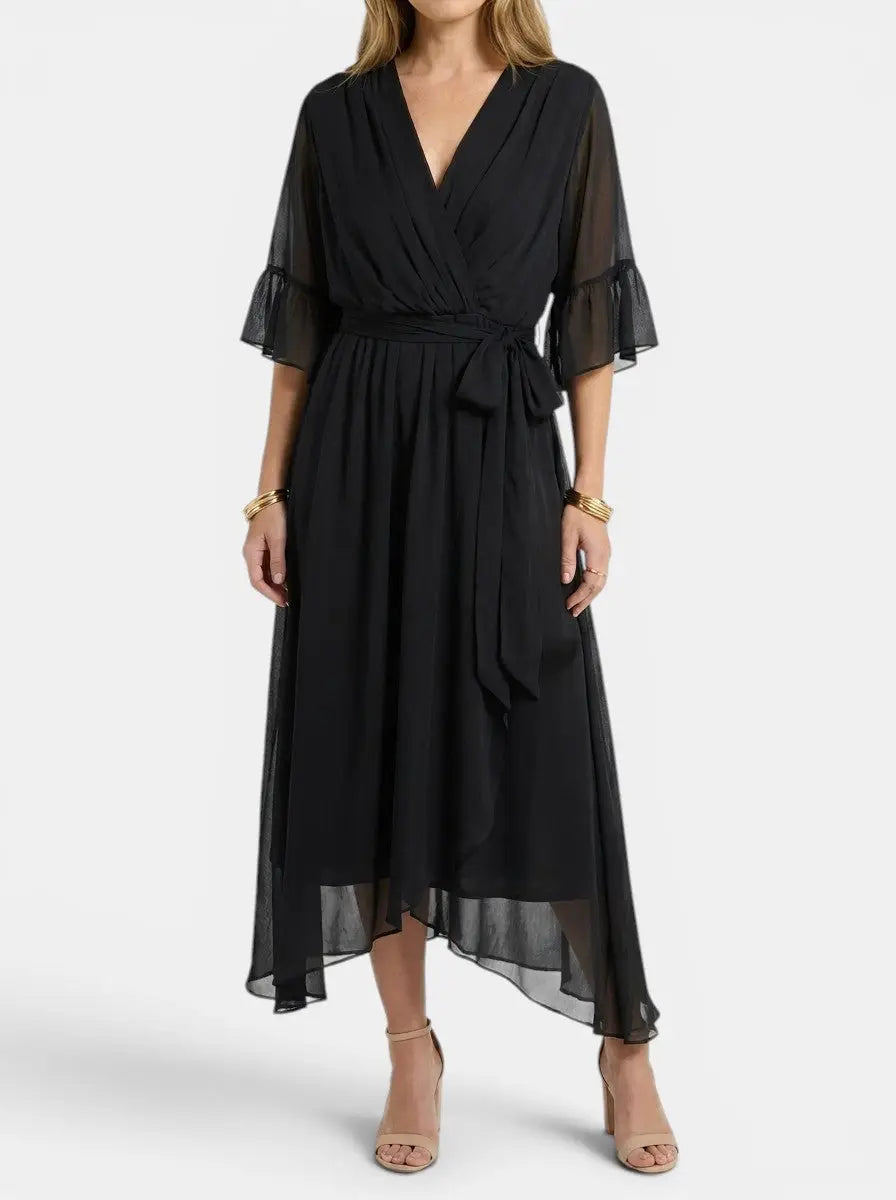 Marisia — Soft Fabric V-Neck Dress With Elegant Flattering Evening Design