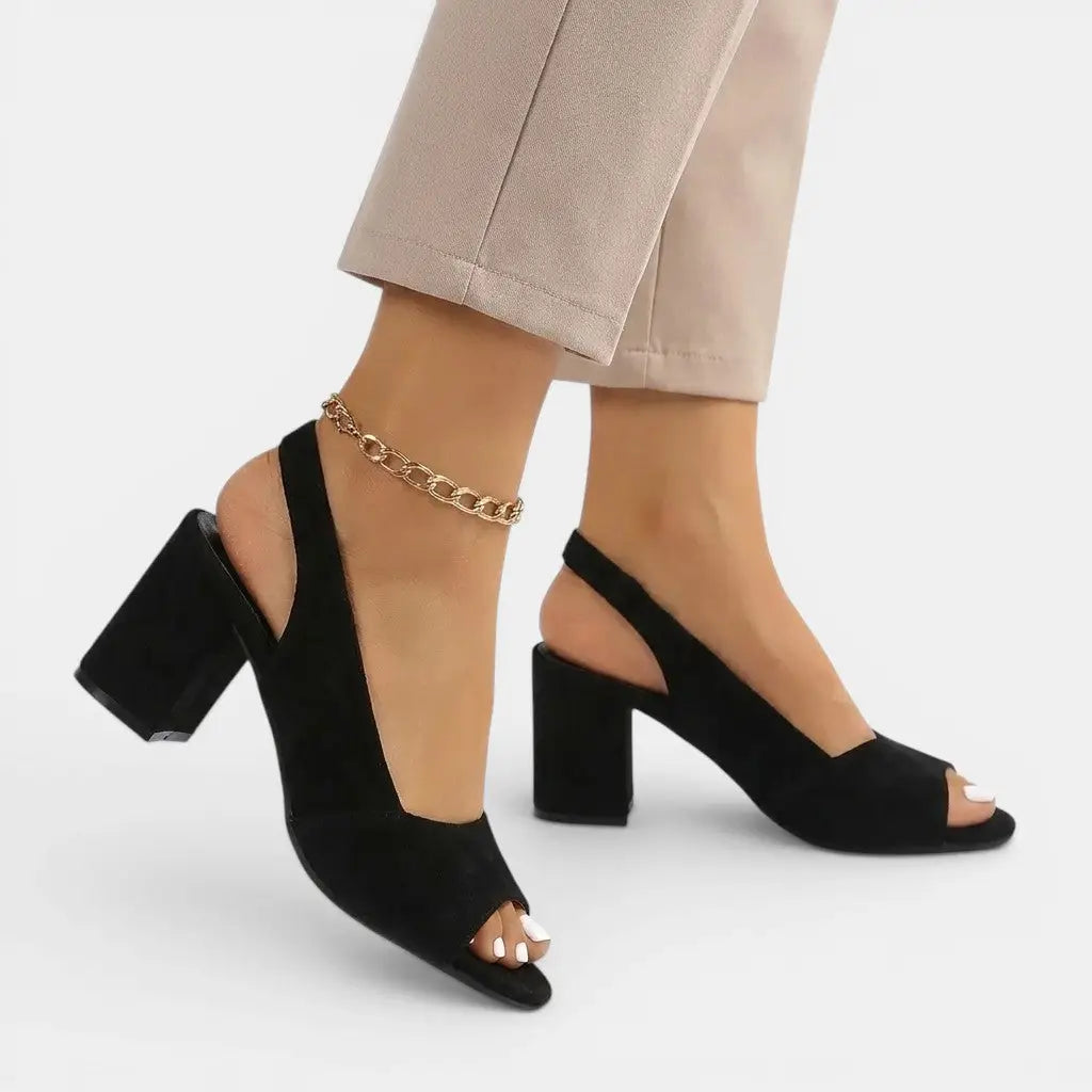 Colourblock — Synthetic Colourblock Slingback Heels With Elegant Adjustable Dress Design