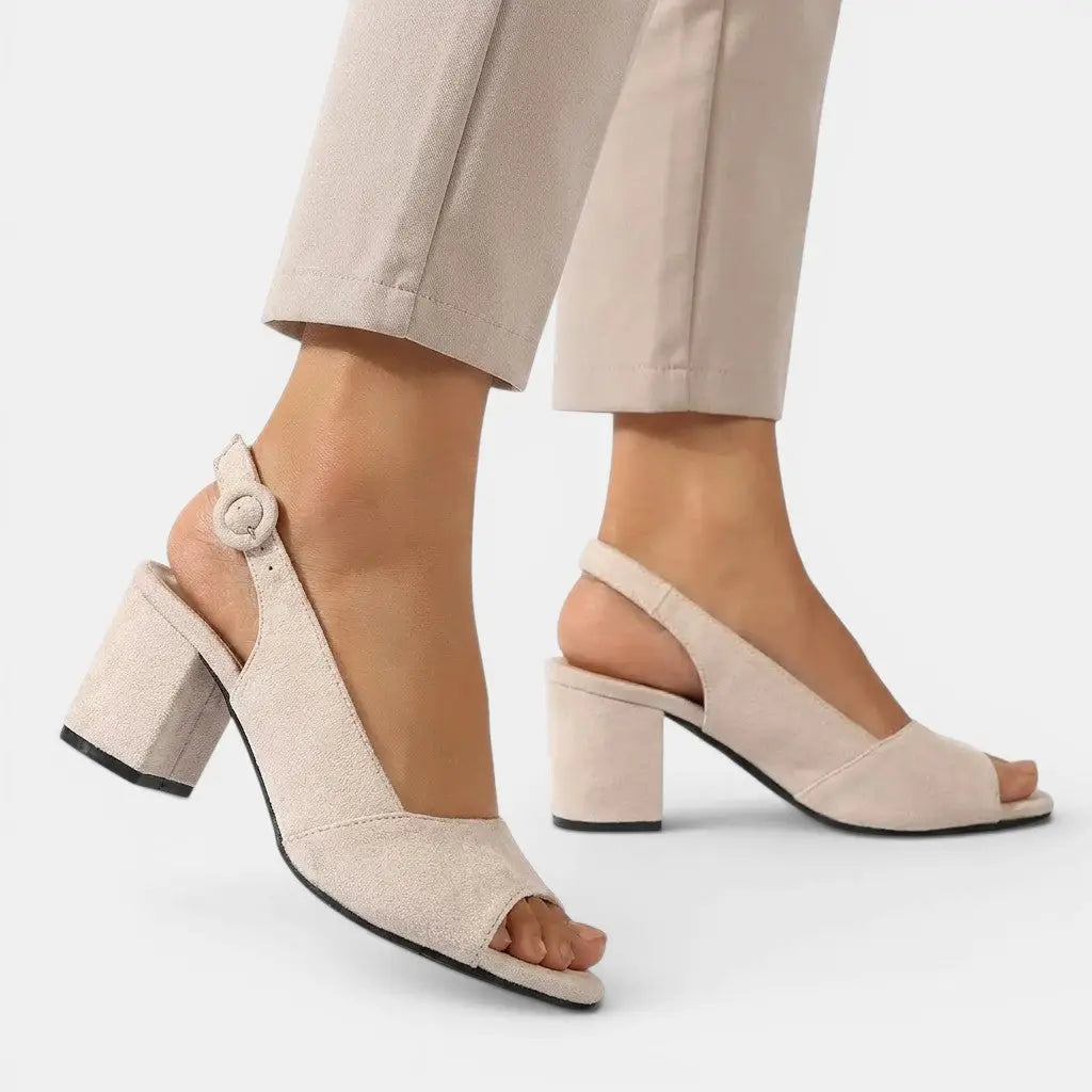 Colourblock — Synthetic Colourblock Slingback Heels With Elegant Adjustable Dress Design