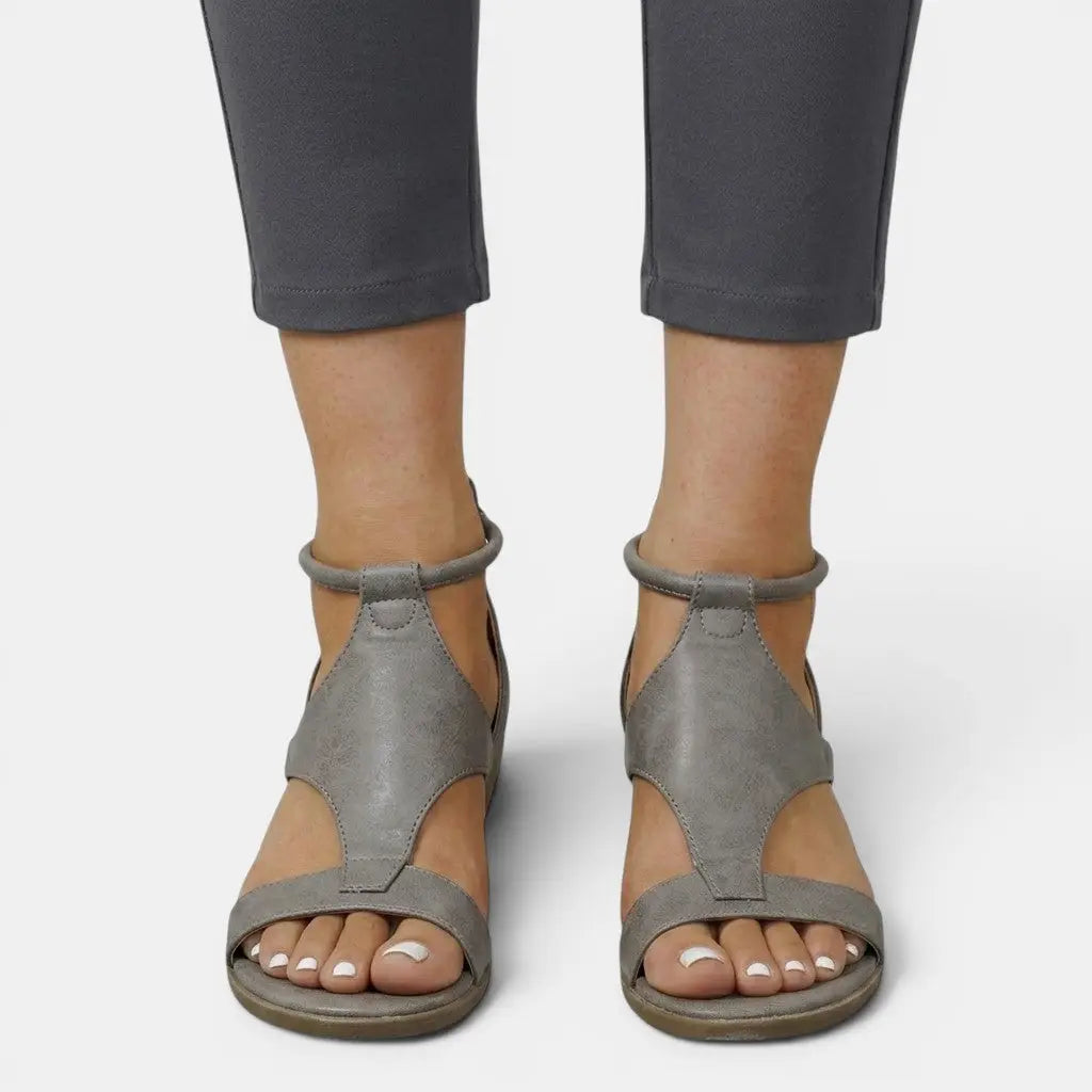 Wedgeopen — Synthetic Leather Wedge Sandals With Elegant Open Toe Summer Design