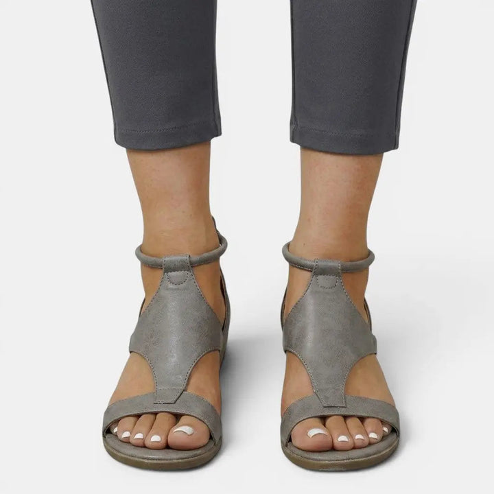 Wedgeopen — Synthetic Leather Wedge Sandals With Elegant Open Toe Summer Design