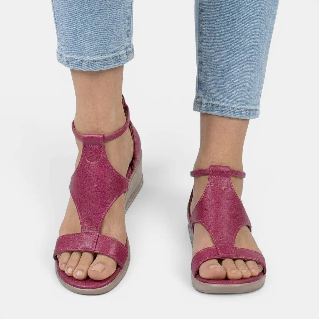 Puwedge — Synthetic PU Wedge Sandals With Stylish Open-Toe Summer Design