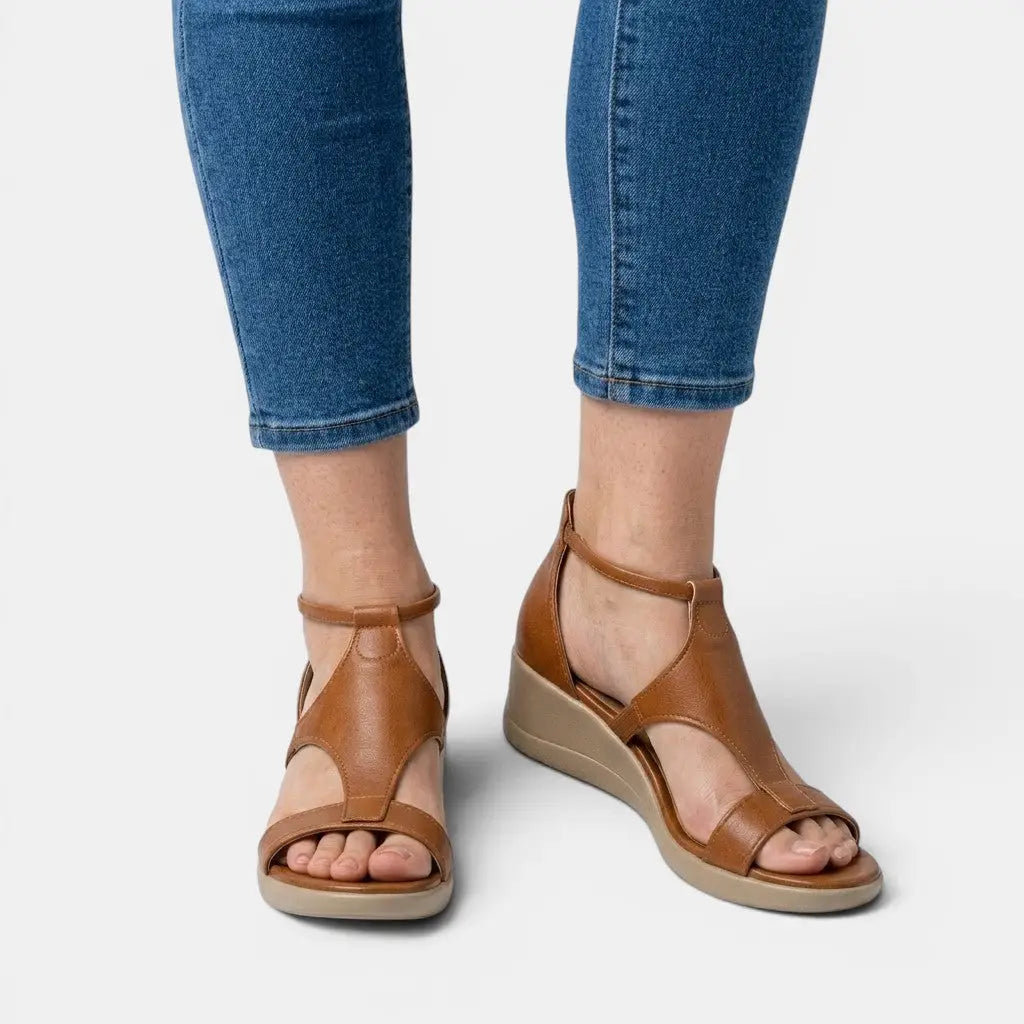 Puwedge — Synthetic PU Wedge Sandals With Stylish Open-Toe Summer Design