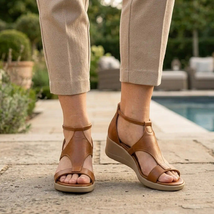 Puwedge — Synthetic PU Wedge Sandals With Stylish Open-Toe Summer Design