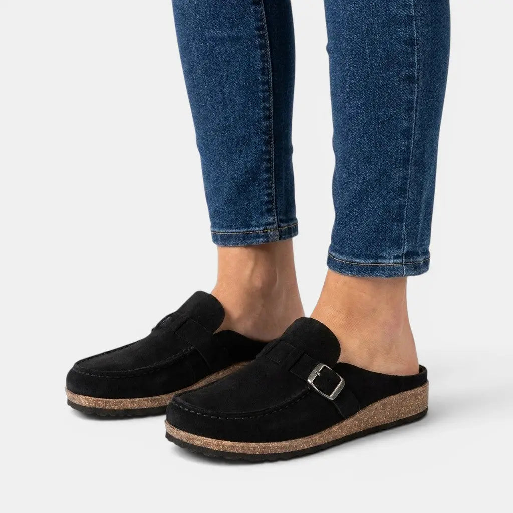 Buckleblack — Synthetic Slip-On Loafers With Chic Black Casual Buckle Detail Design