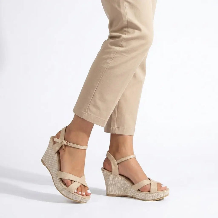Wedgesummer — Synthetic Wedge Sandals With Elegant Comfortable Summer Wedge Design