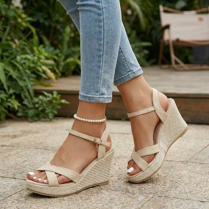 Wedgesummer — Synthetic Wedge Sandals With Elegant Comfortable Summer Wedge Design